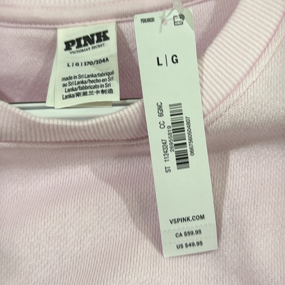 PINK/VICTORIA’S SECRET Light Pink Ivy Fleece Classic Crew Sweatshirt - Picture 5 of 7
